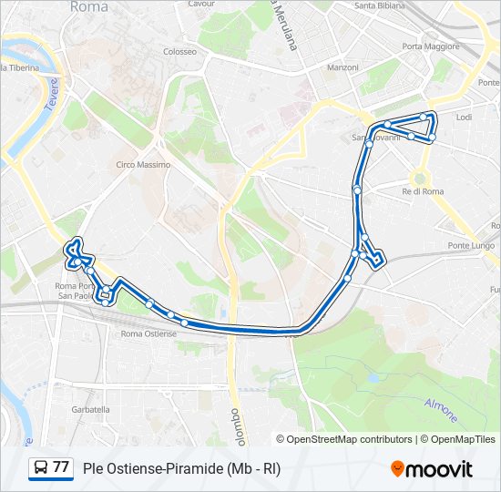 77 Route: Schedules, Stops & Maps - Ple Ostiense-Piramide (Mb - Rl ...