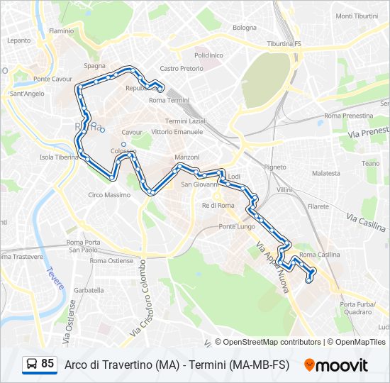 85 bus Line Map