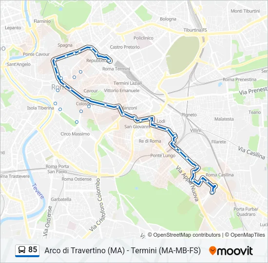 85 Bus Line Map