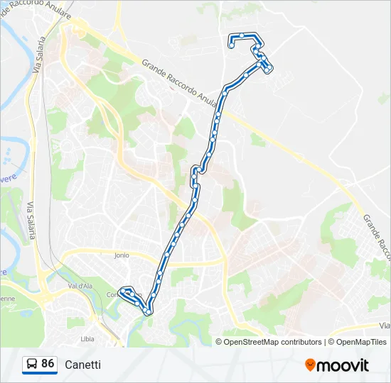 86 Bus Line Map