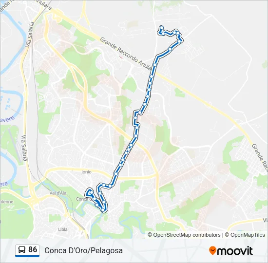 86 Bus Line Map
