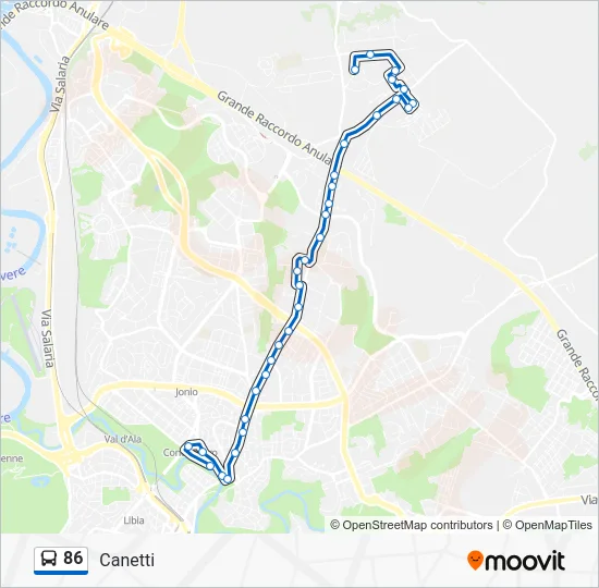 Percorso linea bus 86