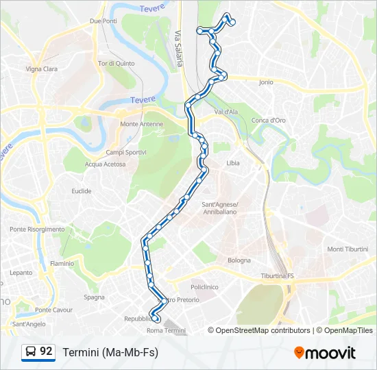 92 Bus Line Map