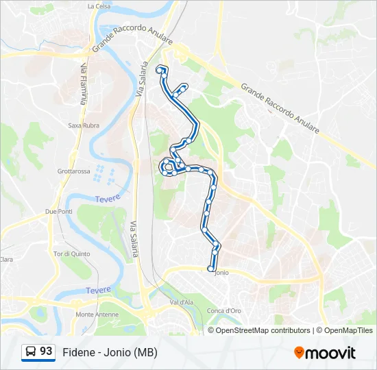 93 Bus Line Map