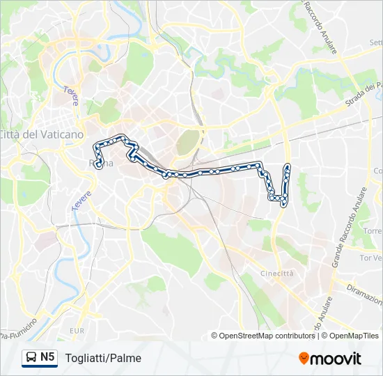 N5 Bus Line Map