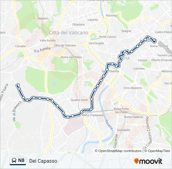 N8 Bus Line Map