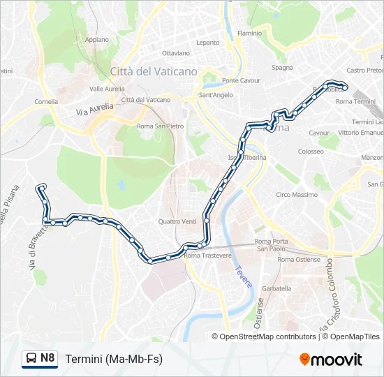 N8 Bus Line Map