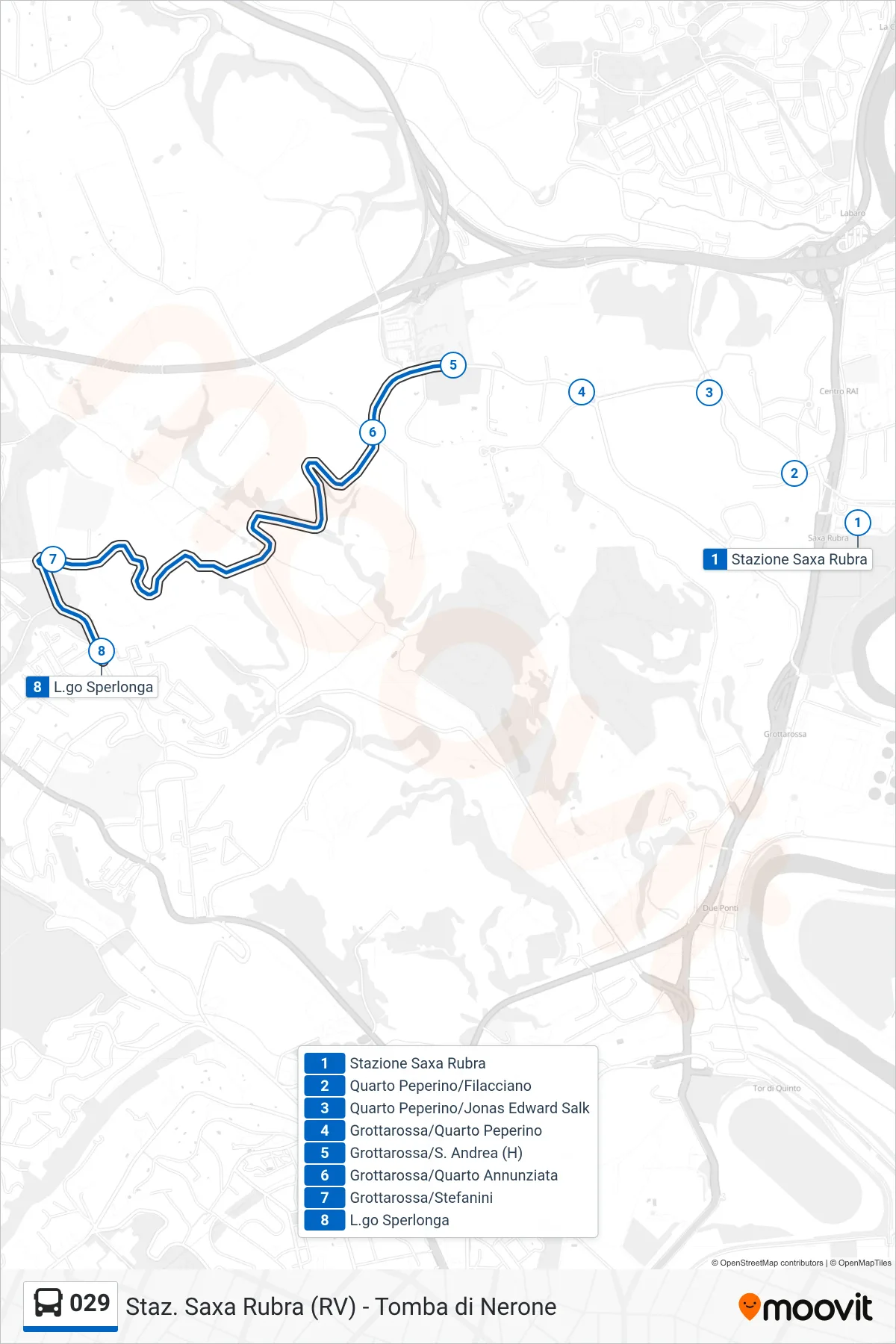 Linea 029 bus (L.go Sperlonga) - Percorsi e fermate sulla mappa