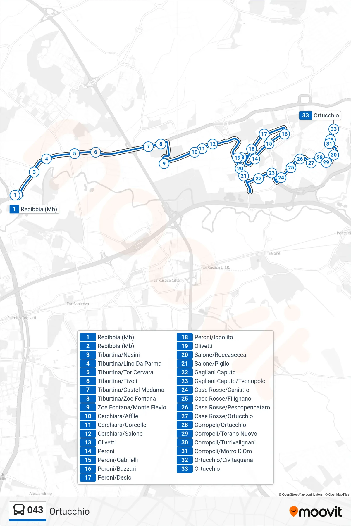 Linea 043 bus (Ortucchio) - Percorsi e fermate sulla mappa