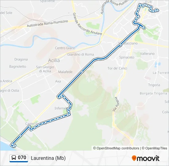 Percorso linea bus 070