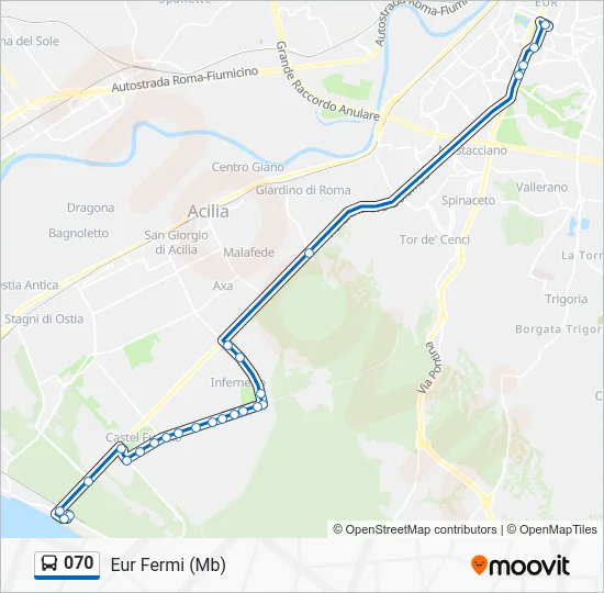 Percorso linea bus 070