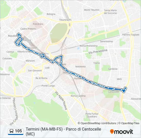 105 Bus Line Map