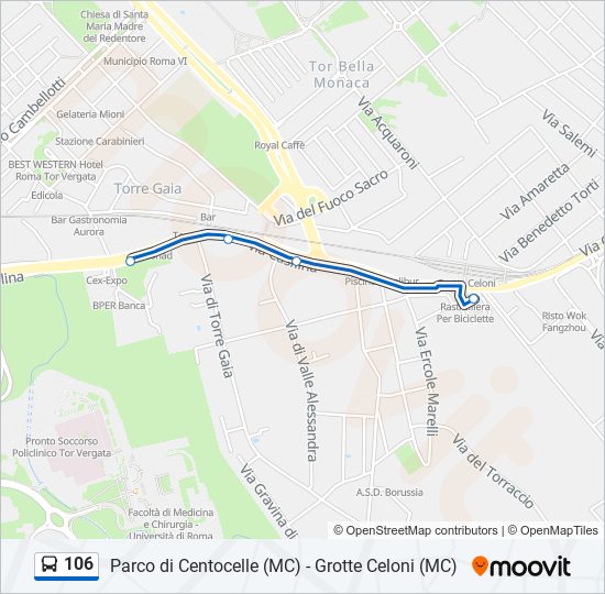 106 bus Line Map