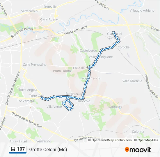 Percorso linea bus 107