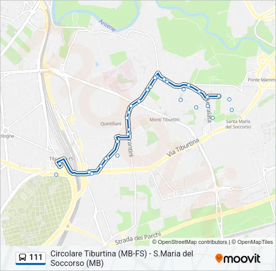 111 Bus Line Map