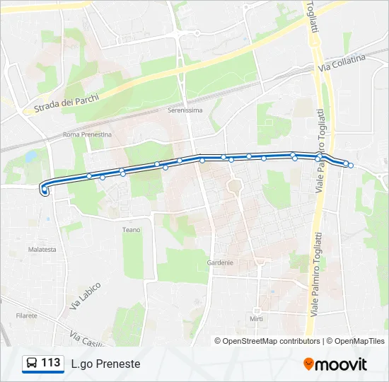 113 Bus Line Map