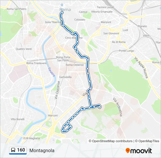 Percorso linea bus 160