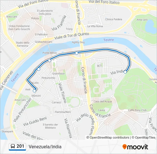 Percorso linea bus 201