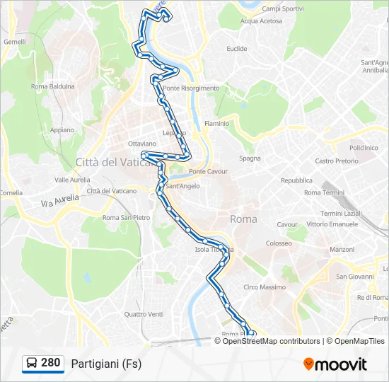 Percorso linea bus 280