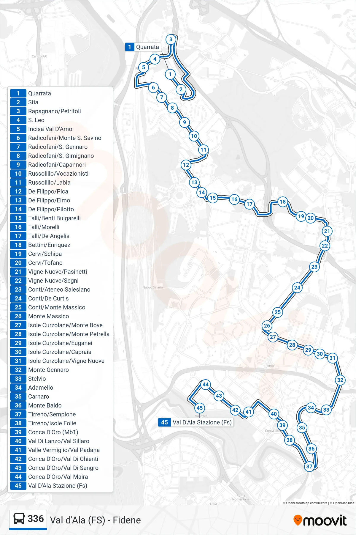 Linea 336 bus (Val D'Ala Stazione (Fs)) - Percorsi e fermate sulla mappa