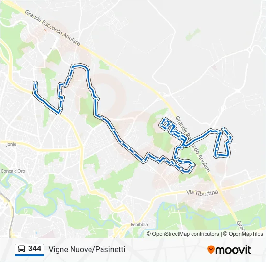 Percorso linea bus 344