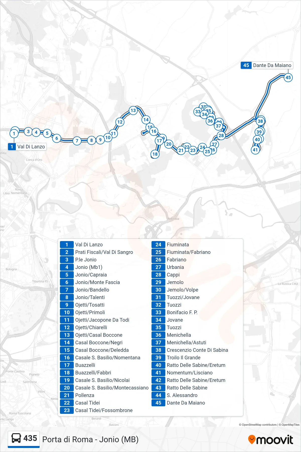 Linea 435 bus (Dante Da Maiano) - Percorsi e fermate sulla mappa
