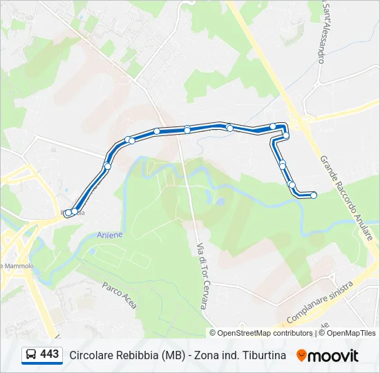 443 Bus Line Map