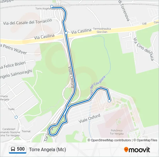 Percorso linea bus 500
