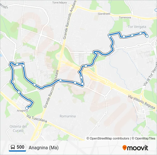 Percorso linea bus 500