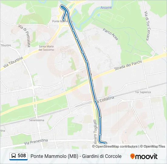 Percorso linea bus 508