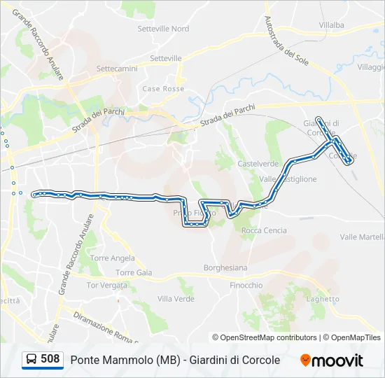 Percorso linea bus 508