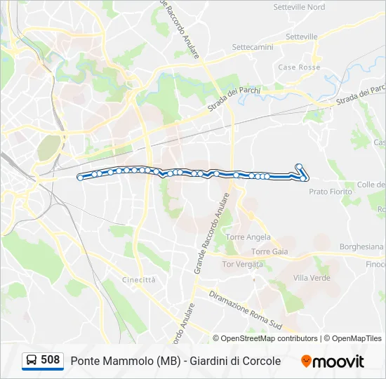 Percorso linea bus 508
