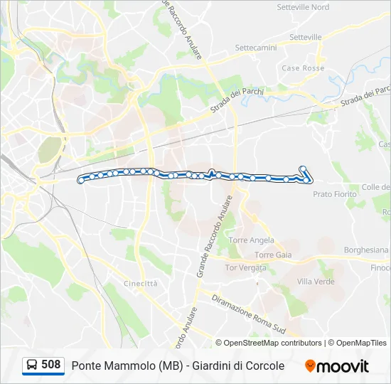 Percorso linea bus 508
