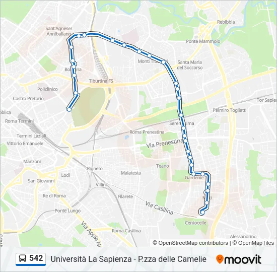 542 Bus Line Map