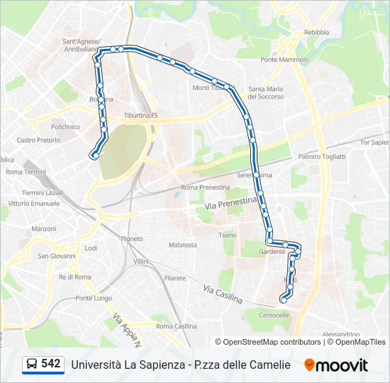 542 Bus Line Map
