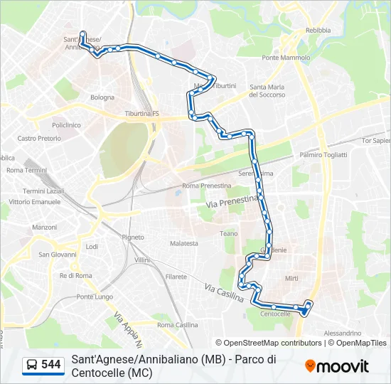 544 Bus Line Map