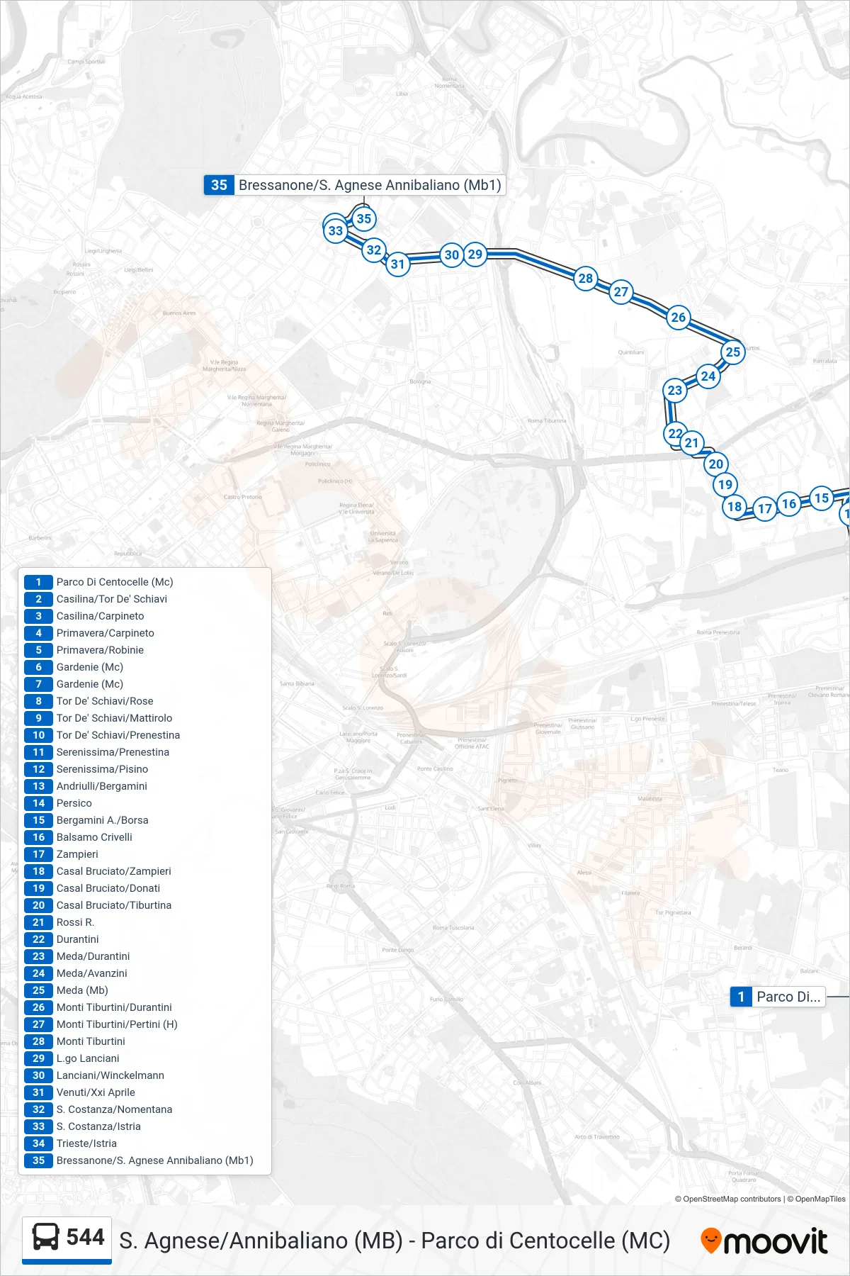 Linea 544 bus (Bressanone/S. Agnese Annibaliano (Mb1)) - Percorsi e fermate sulla mappa