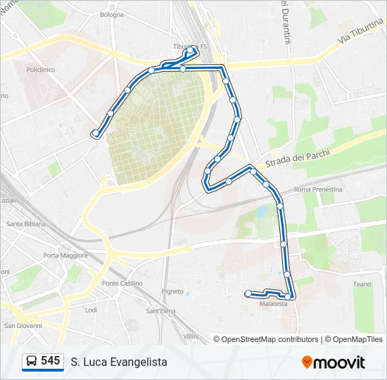 545 Bus Line Map