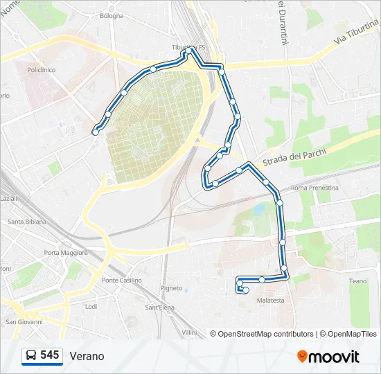 545 Bus Line Map