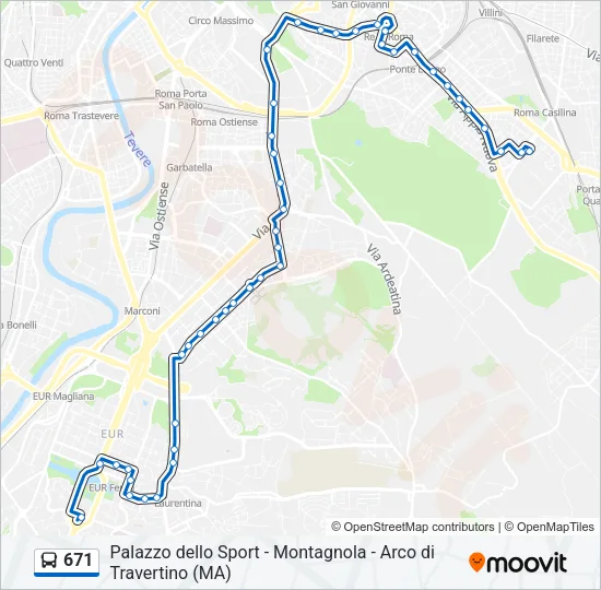 671 Bus Line Map
