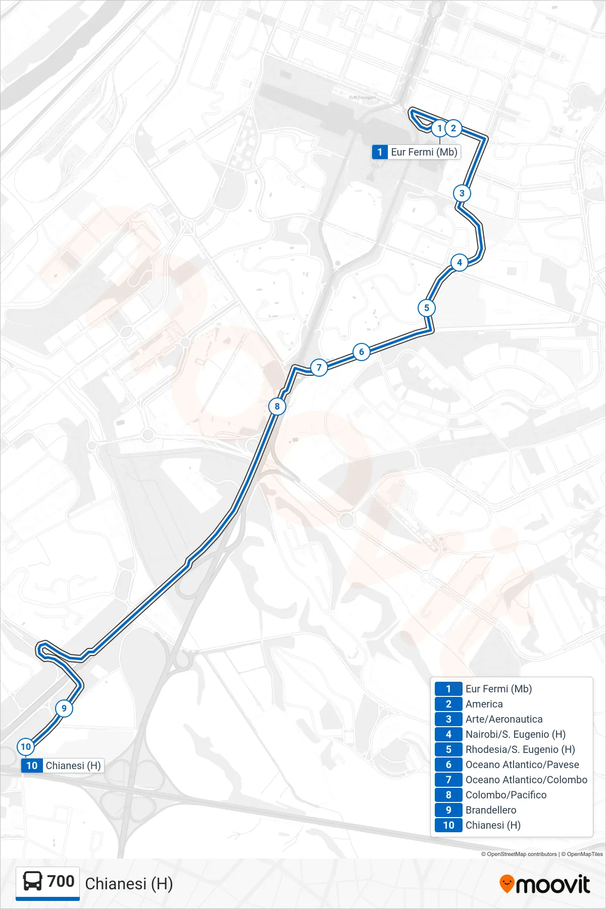 Linea 700 bus (Chianesi (H)) - Percorsi e fermate sulla mappa