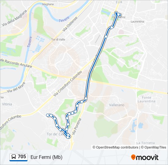 705 bus Line Map