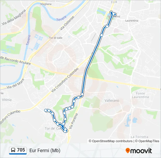 705 Bus Line Map