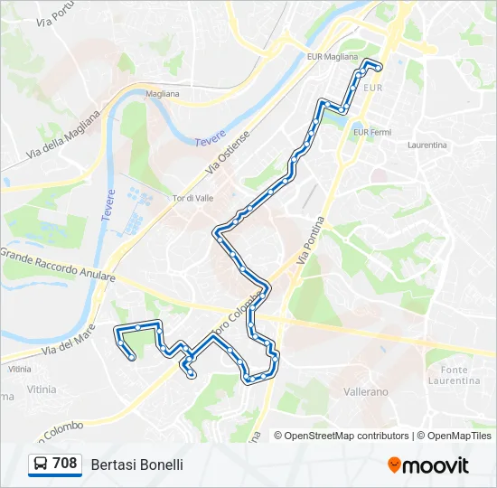708 Bus Line Map