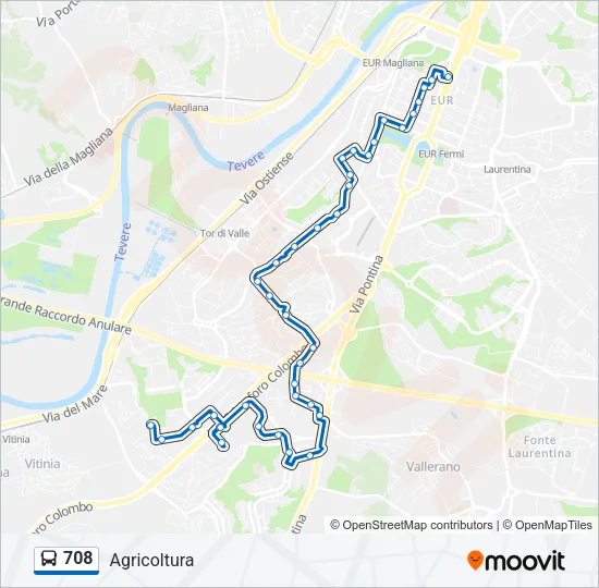 708 Bus Line Map