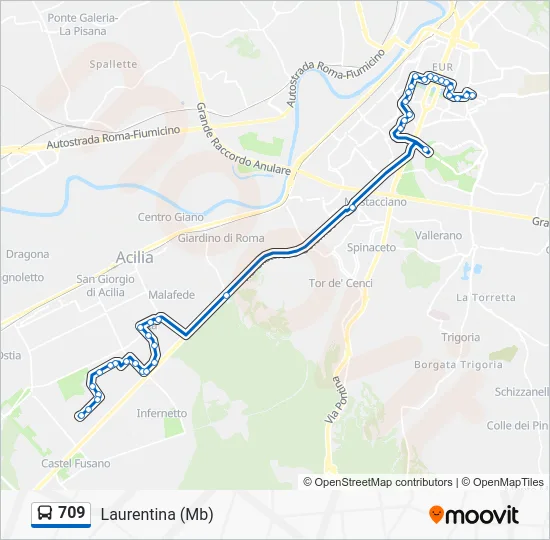 Percorso linea bus 709