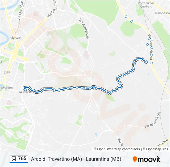 765 Bus Line Map