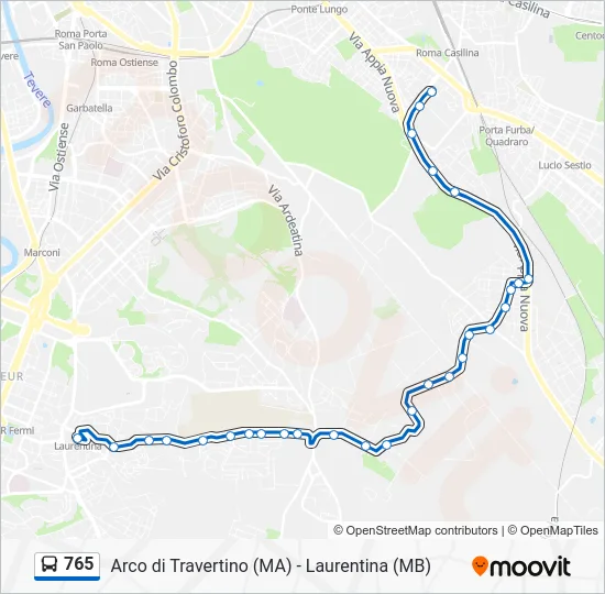Percorso linea bus 765