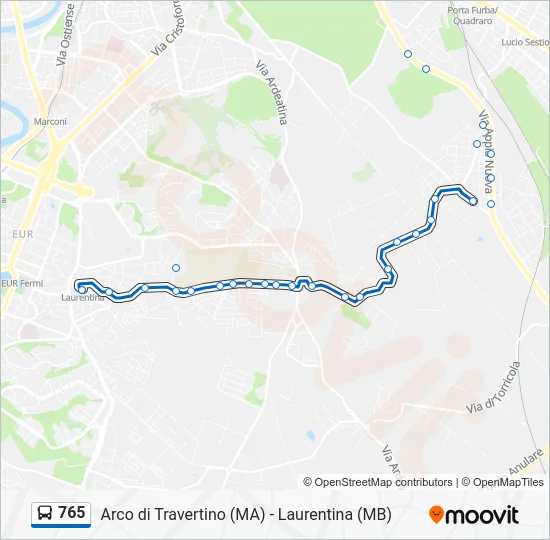 Percorso linea bus 765