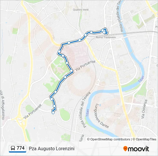 Percorso linea bus 774